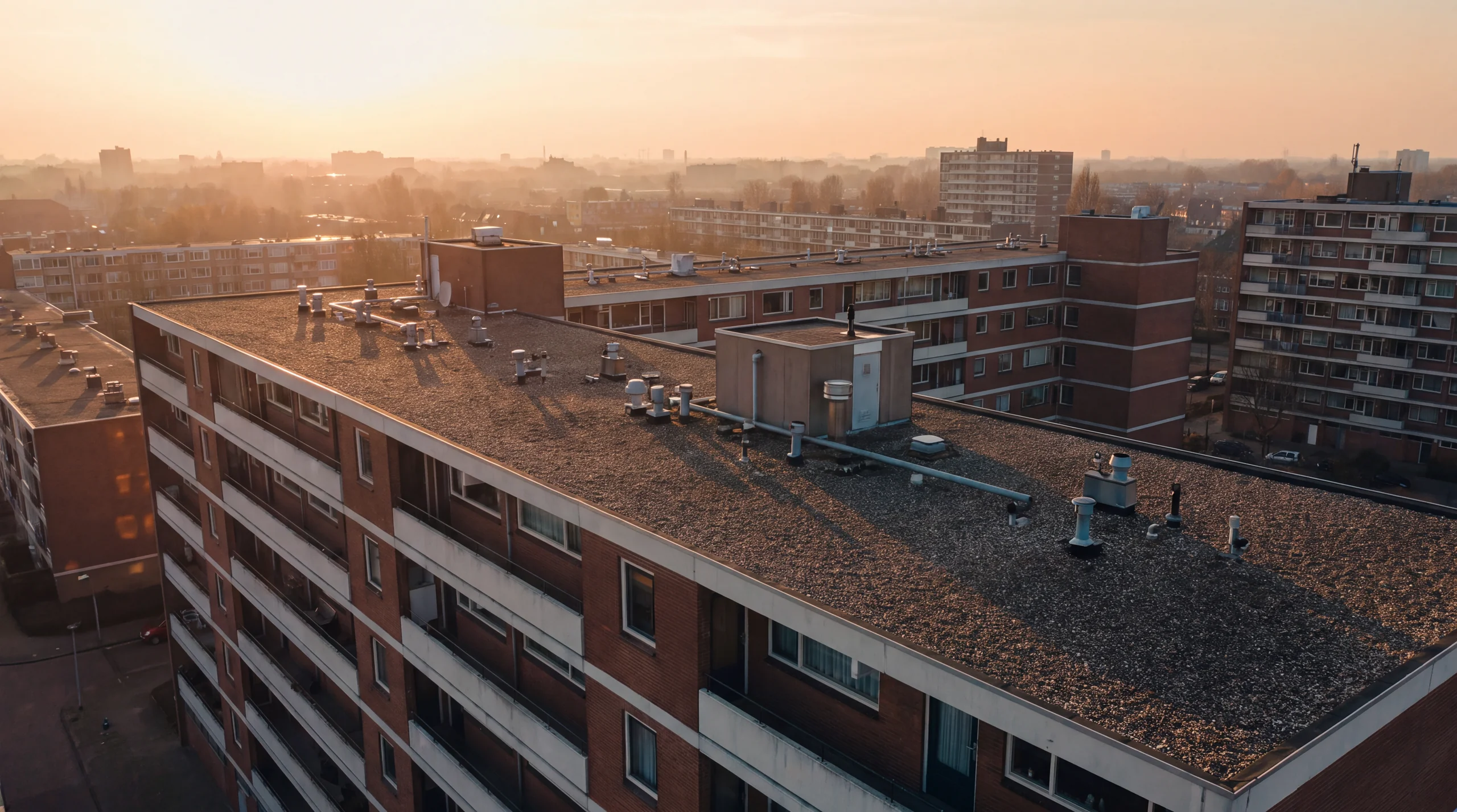 Plat dak van een appartementencomplex van een VvE